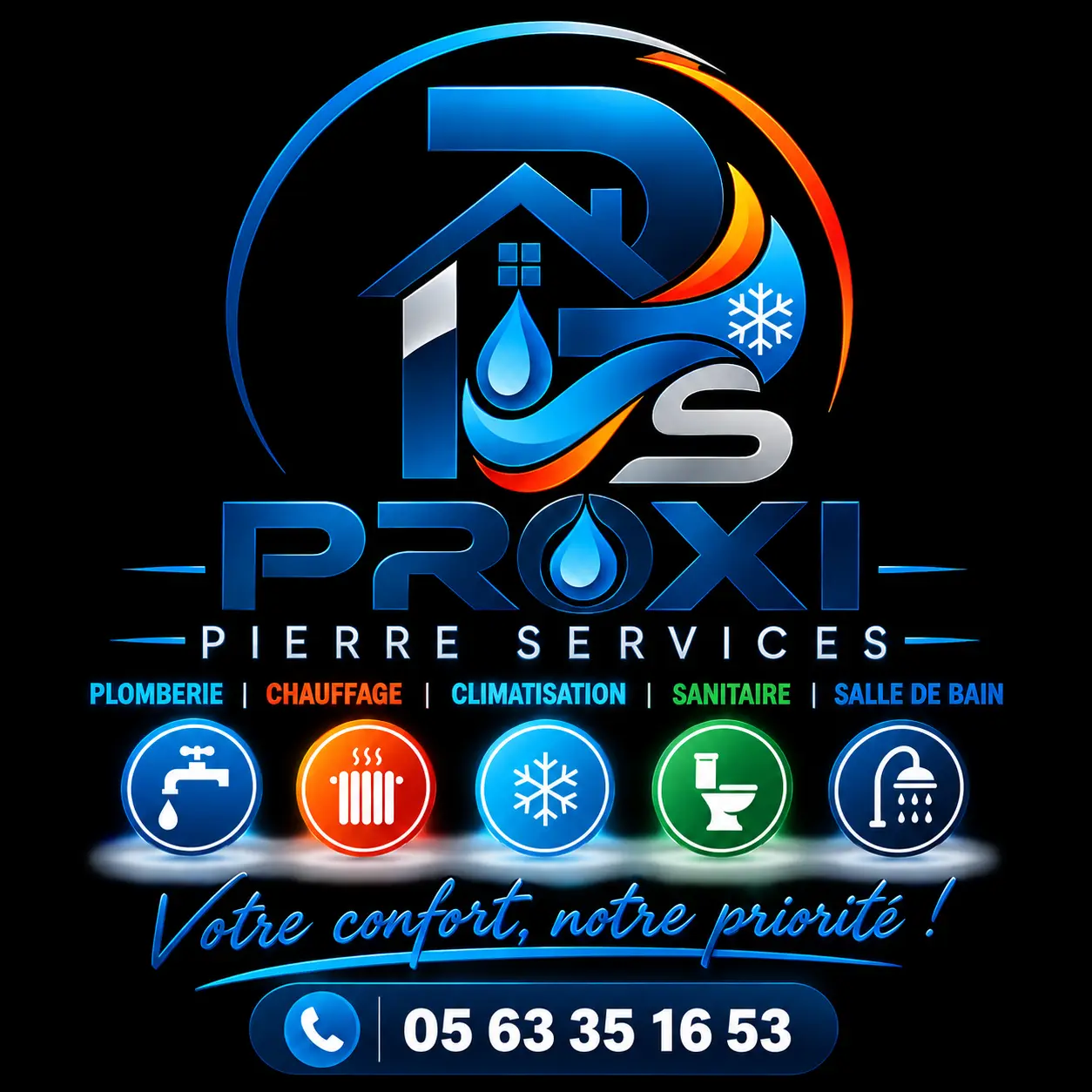 Logo PROXI PIERRE SERVICES sur fond blanc